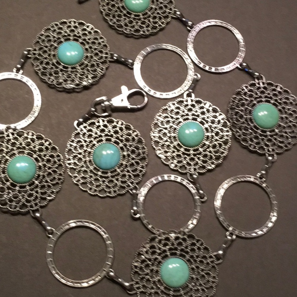 Turquoise and Silver-toned Belt